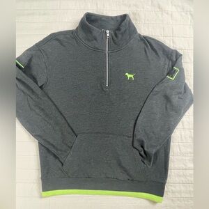 Victoria’s Secret PINK Y2K Quarter Zip Pullover Gray Neon Green XS